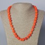 Coral Necklace with Orange Natural Faceted Beads, diameter 12x9mm, length 45-52cm