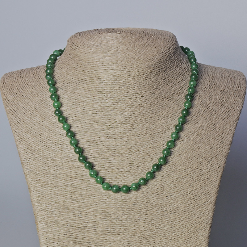 Chrysoprase Necklace Natural Stone Smooth Ball Beads, diameter 6.5mm±, length 45-46cm±