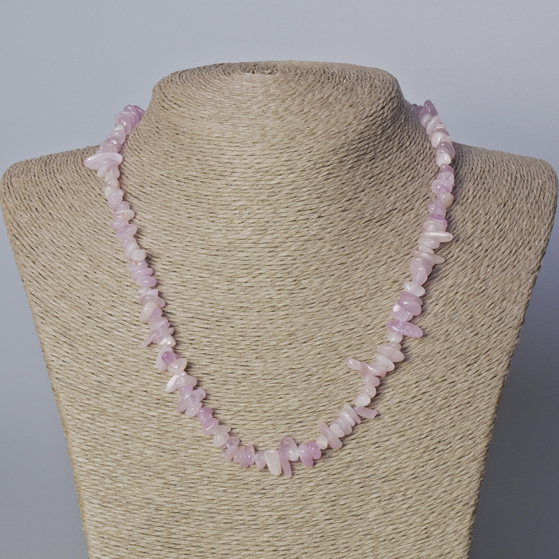 Kunzite Necklace natural stone chip, diameter 9x4mm+-, length 45-47cm+