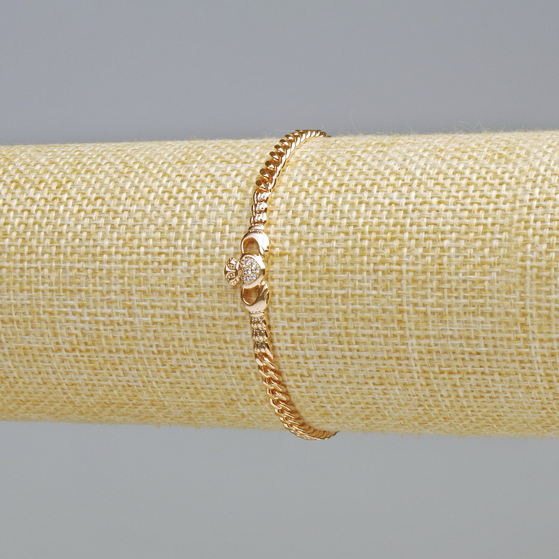 Xuping Bracelet Gold Plated 18K with White Crystals, 3.8 mm thick, length 16 cm