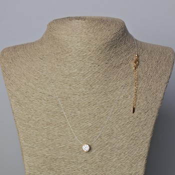 Pendant with White Crystal on Monofilament with Clasp Xuping 18K Gold Plating, 0.8mm thickness, 45-50cm length