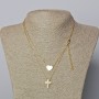 Xuping Chain with Pendant Gold Plated Lemon Finish, 1.4 mm thick, with "Heart and Cross" pendant, pendant sizes 10x12 mm and 15x11 mm, length 39-44 cm