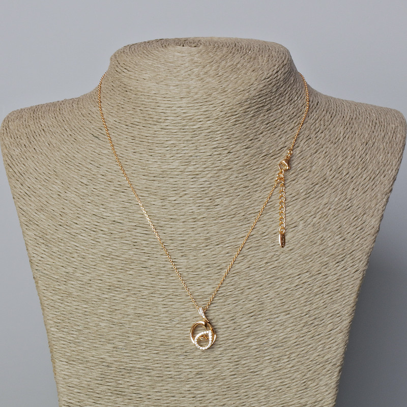 Xuping Chain with 18K Gold Plating, 1mm Thick, with Swan Pendant and White Crystals, 20×12mm ±, Length 42-45cm ±