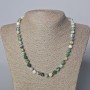 Moho Moss Agate necklace with natural stone, faceted bead, 7.5 mm diameter, length 45-50 cm