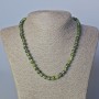 Necklace of Canadian Jadeite natural stone, faceted rondelle with seed beads, diameter 7.5×6 mm ±, length 45-47 cm ±