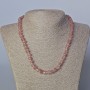 Strawberry Quartz Beads Necklace, natural gemstone graduated rondelle with seed beads, diameter 8x6 mm, length 45-47 cm