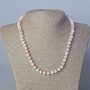 Necklace of Pink Opal, Natural Cut Rondelle Stone with Beads, 7.5×6 mm, length 45-47 cm