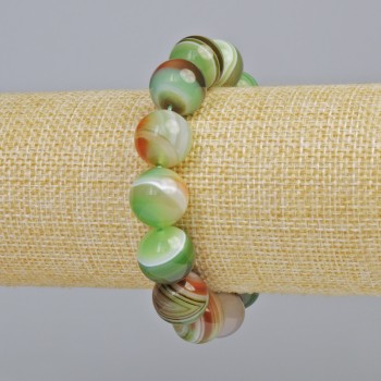 Bracelet Brazilian Agate natural stone smooth bead, diameter 14mm± (stretch), length 18cm+