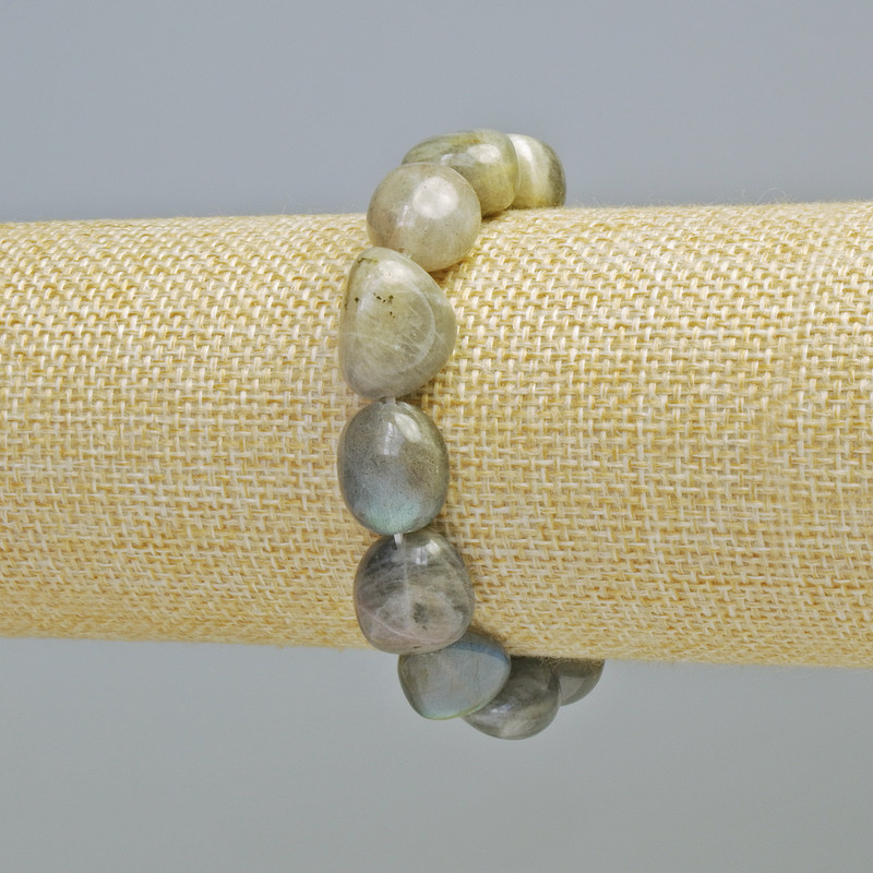 Bracelet Labradorite natural stone faceted, diameter 11×13mm ± (stretch), length 18cm+