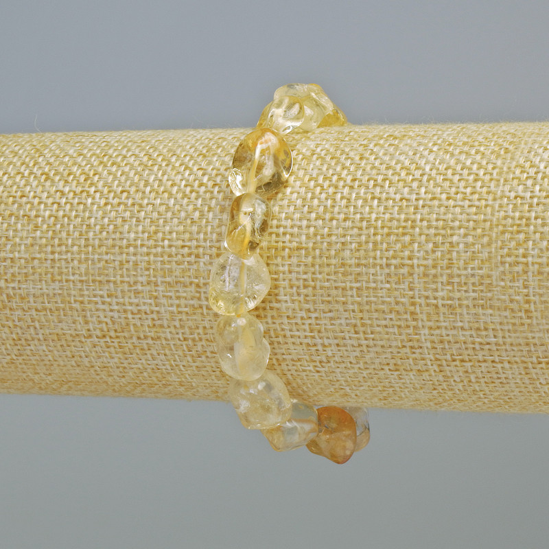 Bracelet Citrine Natural Stone Faceted, diameter 10x12mm± (stretch), length 18cm+