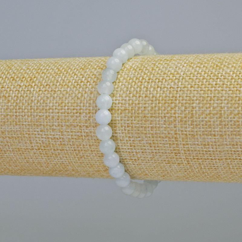 Bracelet Aquamarine natural stone smooth bead, diameter 6mm± (stretch), length 18cm+