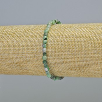 Emerald Bracelet with Natural Gemstone, Faceted Cube, 4mm±, Stretch, 18cm+