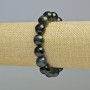 Bracelet Hawk's Eye natural stone smooth bead, diameter 12mm± (stretch), length 18cm+