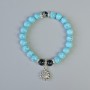 Bracelet Turquoise (solo) and Black Agate natural stone, 8mm± diameter (stretch) with metal inlays