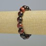 Bracelet Bull's Eye Natural Stone Smooth Bead, diameter 12mm± (elastic), length 18cm+