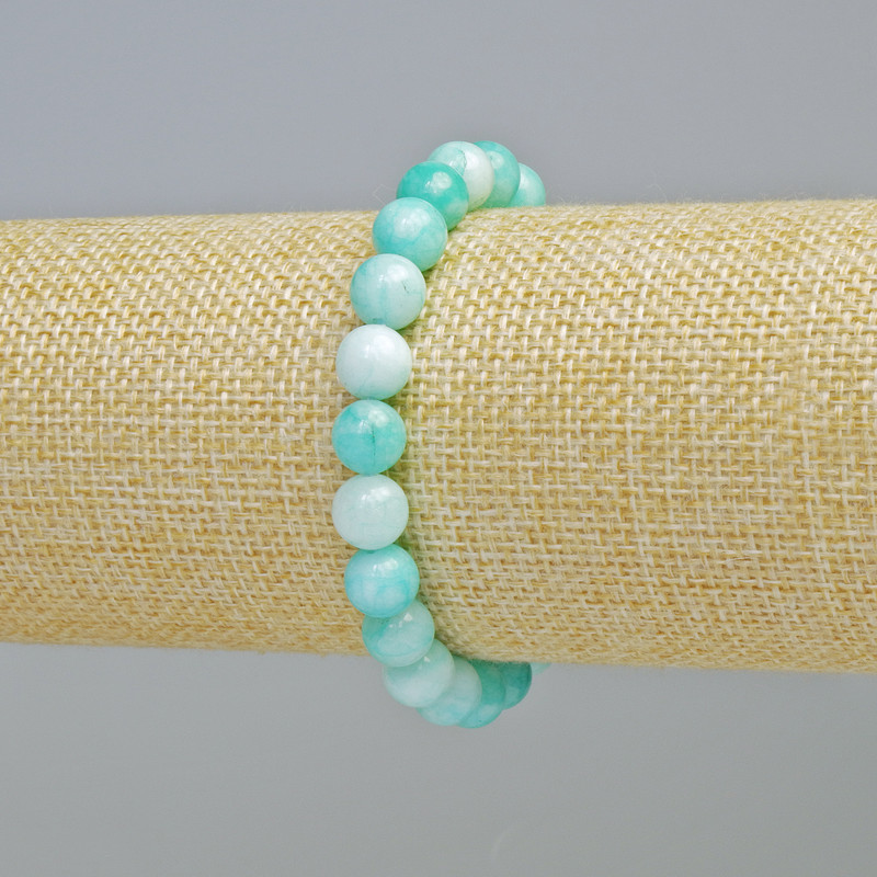 Amazonite Bracelet (artificial) smooth bead, 8mm± diameter (stretch), length 18cm+