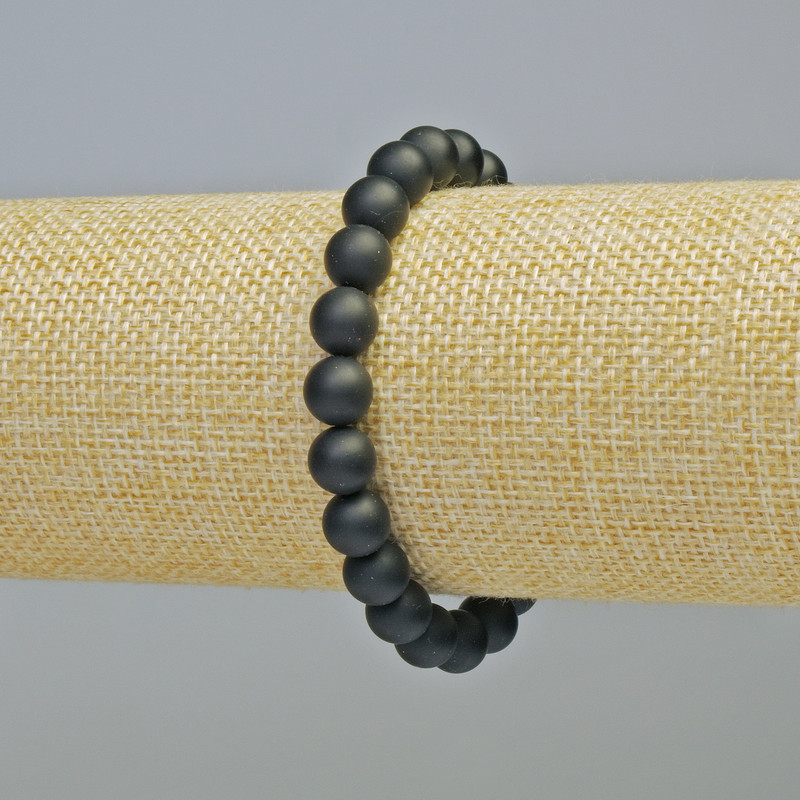 Shungite Bracelet (piece) smooth bead, 8mm± diameter (stretch), length 18cm+