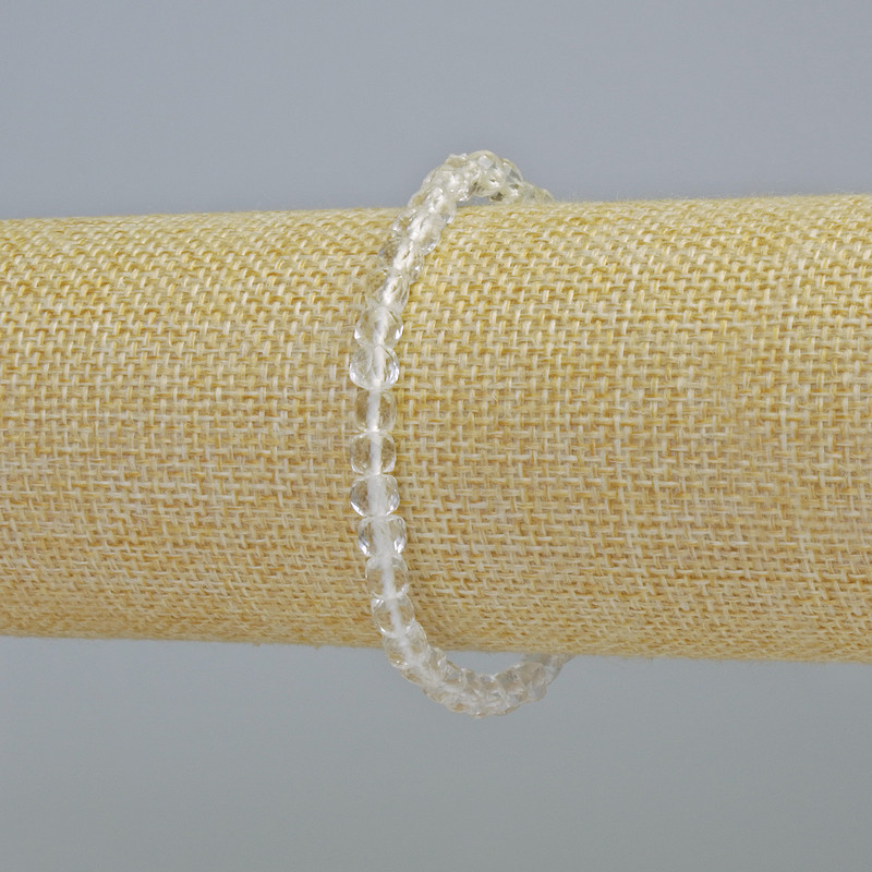 Bracelet Mountain Crystal natural stone faceted cube diamond, diameter 4.5mm+- (stretch), length 18cm+