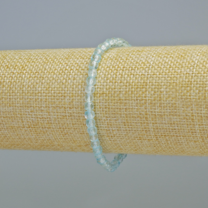 Turquoise natural stone faceted cube bracelet, 4mm± cube, stretchy, 18cm±