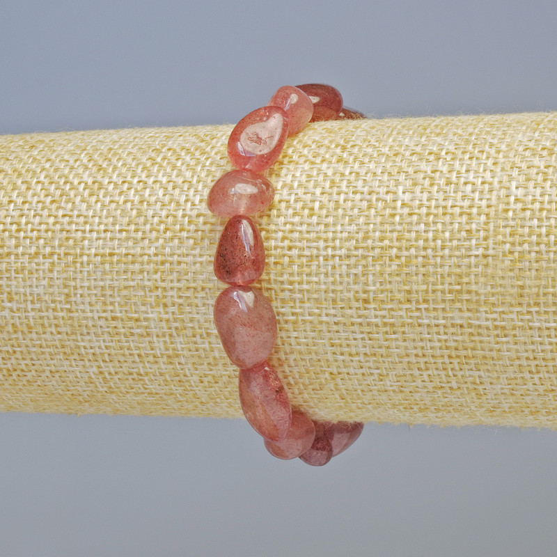 Strawberry Quartz Bracelet natural stone faceted, diameter 9x12mm± (stretch), length 18cm+