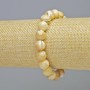 Bracelet Mother-of-P pearl natural smooth beads, diameter 10mm± (stretch), length 18cm+