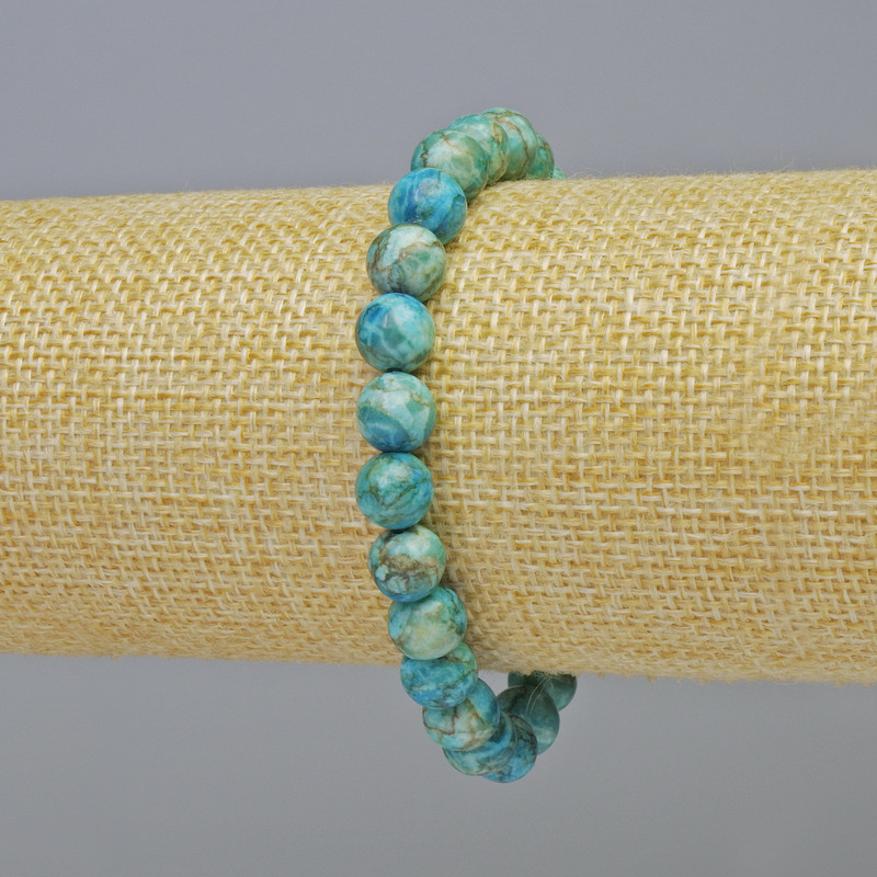 Bracelet Blue Jasper (synthetic) smooth ball, diameter 8mm± (stretch), length 18cm+