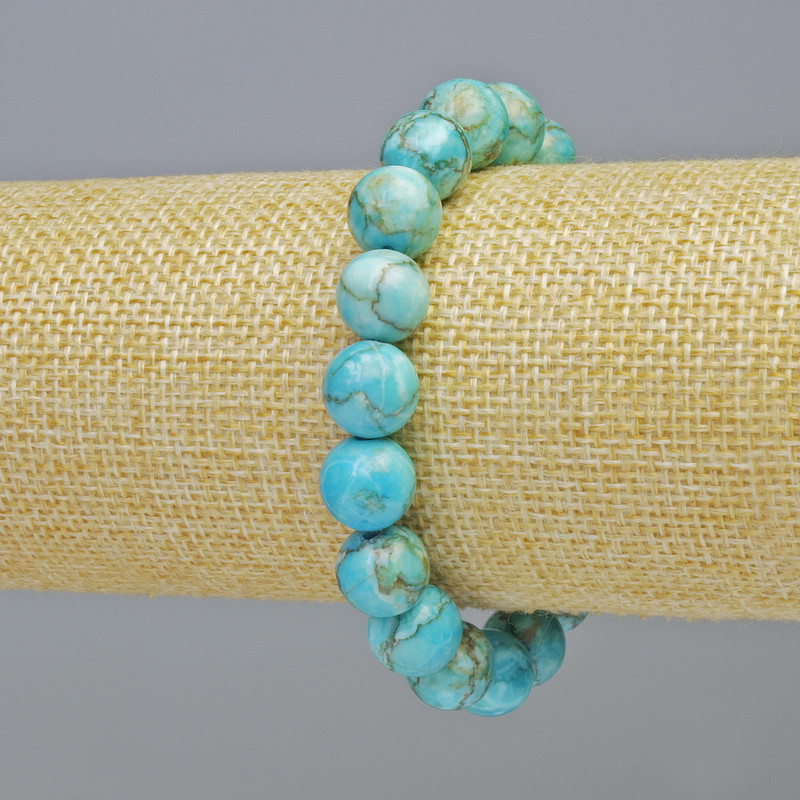 Blue Jasper Bracelet (Synthetic) smooth round beads, diameter 10.5mm± (stretch), length 18cm+