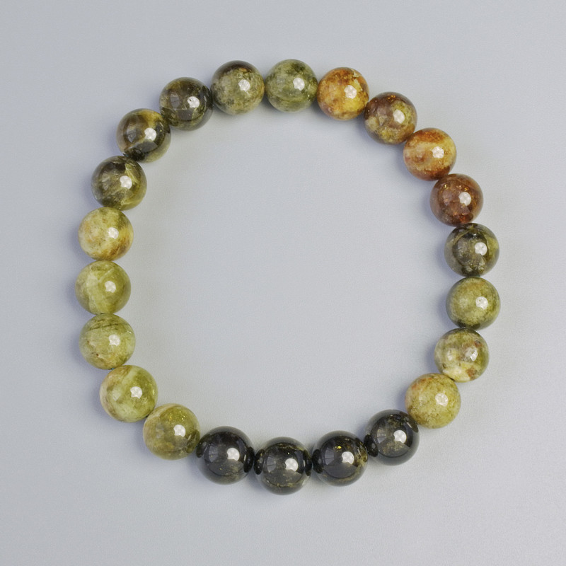 Grosular Bracelet (Green Garnet) natural stone smooth bead, diameter 8.5mm± (stretch), length 18cm+