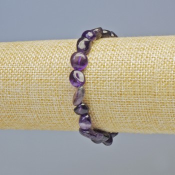 Amethyst Bracelet natural stone faceted, diameter 8x9mm+- (stretch), length 18cm+
