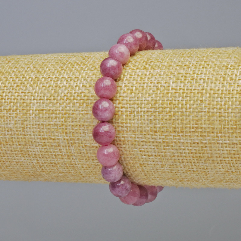 Tourmaline Rubellite Bracelet natural stone smooth bead, diameter 8mm± (stretch), length 18cm+