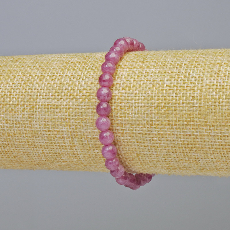 Tourmaline Rubellite Bracelet Natural Stone Smooth Bead, diameter 6mm± (elastic), length 18cm+