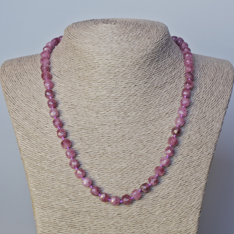 Tourmaline Rubellite Beads Natural Stone Cut Cube, 7mm diameter ±, length 45-49cm ±