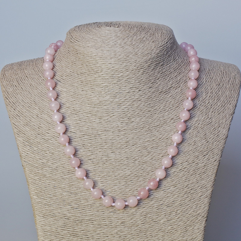 Necklace Pink Quartz (individual) smooth bead, diameter 8mm±, length 45-50cm±