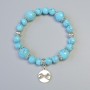 Turquoise Bracelet (Pressed) Smooth Bead, 12mm diameter, 8.5mm+- (stretch), length 18cm+- with metal accents