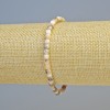 Pink Opal Bracelet with a Natural Stone Faceted Cube, 4mm dia. (stretch) | 18cm+