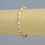 Pink Opal Bracelet with a Natural Stone Faceted Cube, 4mm dia. (stretch) | 18cm+