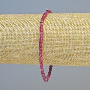 Natural Ruby Beaded Bracelet Granulated Cube 3mm± Diameter, Stretch, 18cm+