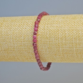 Bracelet Ruby Natural Stone Faceted Cube, 4mm± Diameter, Elastic, 18cm+