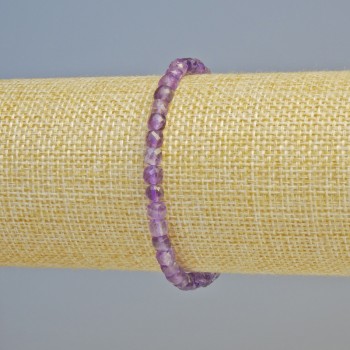 Amethyst Bracelet - natural gemstone, faceted cube, diameter 4.5 mm ± (stretch), length 18 cm+