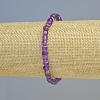 Amethyst Bracelet natural gemstone, faceted cube, diameter 4.5mm± (stretch), length 18cm+