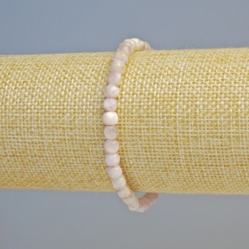Kunzite Bead Bracelet, natural gemstone, faceted cube, diameter 4–5 mm, stretch, length 18 cm