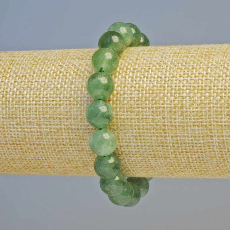 Bracelet Jadeite natural stone smooth bead, diameter 10.5mm± (stretch), length 18cm+