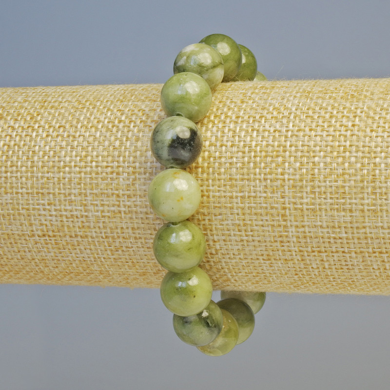 Bracelet Green Opal (artificial acrylic) smooth beads, diameter 12mm± (stretch), length 18cm+