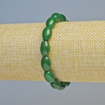 Bracelet Chrysoprase natural stone oval, diameter 8×12mm ± (stretch), length 18cm+