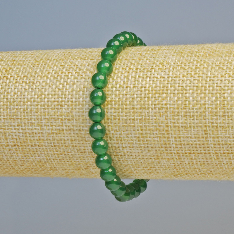 Chrysoprase bracelet, natural stone, smooth round beads, 6mm ± (stretch), length 7.1 inches ±