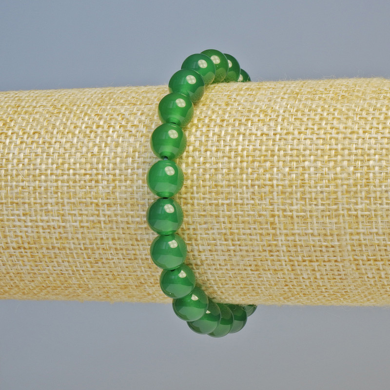 Chrysoprase Bracelet with Natural Chrysoprase, Smooth Bead, 8mm± Diameter, Stretch, 18cm+