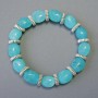 Aquamarine Bracelet with Natural Stone Beads, Faceted, 9x12mm +/- (stretch), length 18cm +/- with metal inserts
