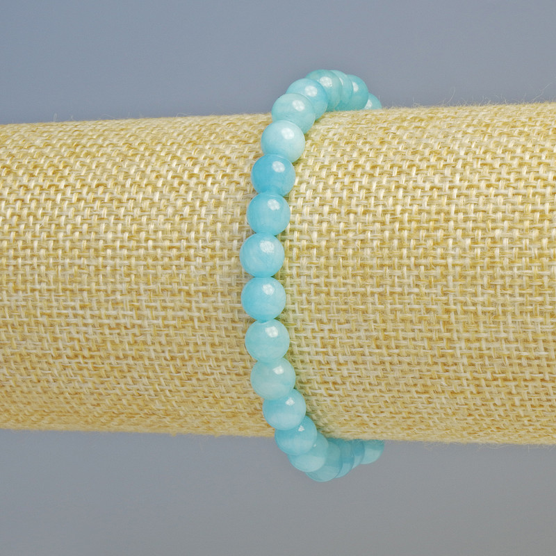 Aquamarine Bracelet (plastic acrylic beads) smooth round beads, diameter 6.5mm± (stretch), length 18cm+