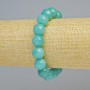 Aquamarine Natural Stone Smooth Bead Bracelet, 12mm± Diameter, Stretch, 18cm+