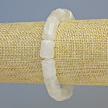 Bracelet Mountain Crystal natural stone cylinder, diameter 10x14mm± (stretch), length 18cm+